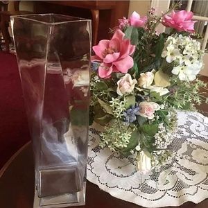 Beautiful Large Asymmetrical Heavy Glass Vase 15"